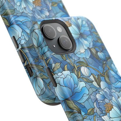 Blue Stained Glass Flowers Phone Case