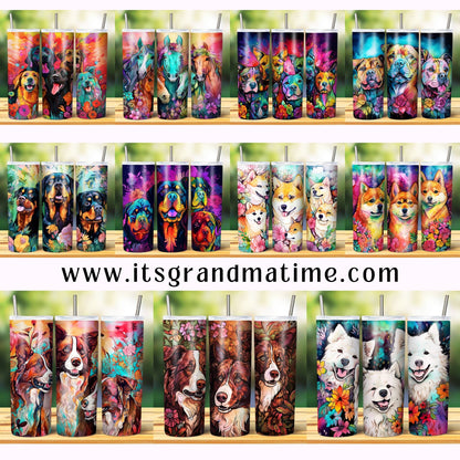 SUB1156 Animal Selfies Dogs Tumbler Sublimation Transfer