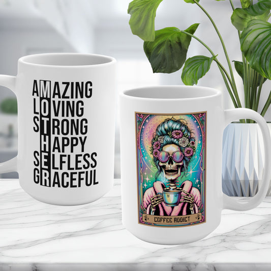 The Coffee Addict Tarot Card - MOTHER Amazing Loving Strong Happy Selfless Graceful Mug