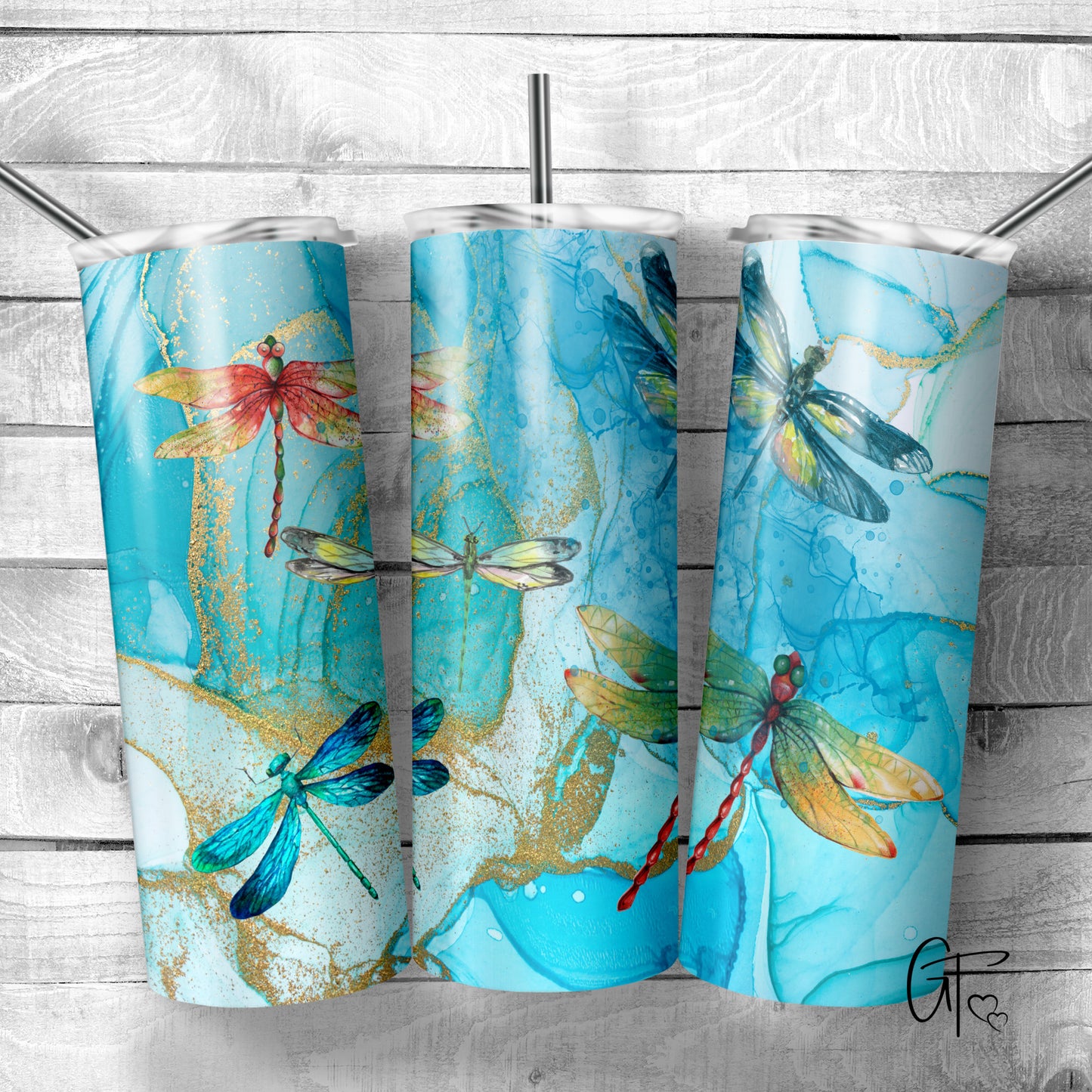 Blue Watercolor Dragonfly Tumbler