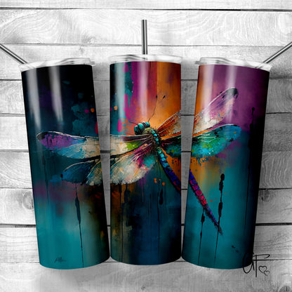 Oil Painted Dragonfly Tumbler