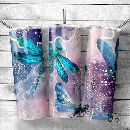 Teal Purple Dragonfly Tumbler