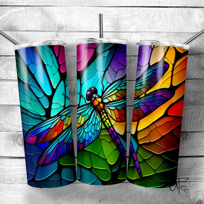 Stained Glass Dragonfly Tumbler