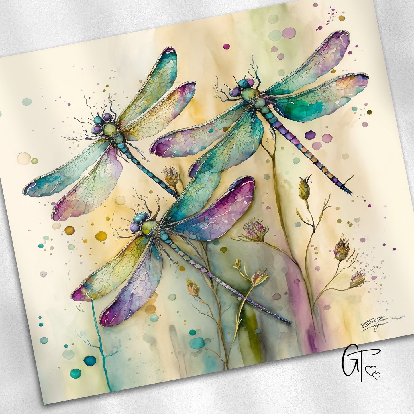 Colorful Watercolor Dragonfly Tumbler
