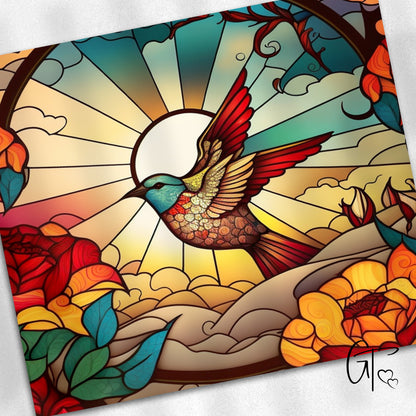 Stained Glass Hummingbird Tumbler