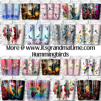SUB915-920 Blue, Purple, Teal, Magenta, Gold, Red Glitter Butterfly Tumbler Sublimation Transfer