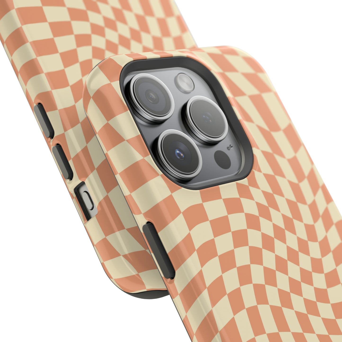 Wavy Peach Cream Checkerboard Case