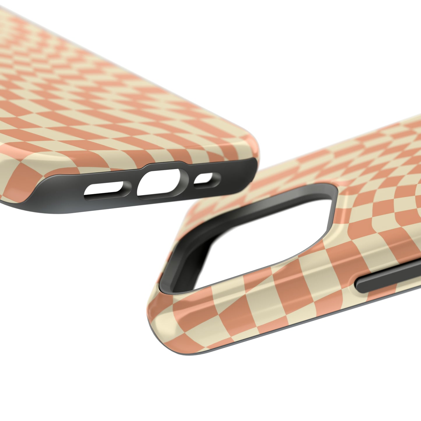 Wavy Peach Cream Checkerboard Case