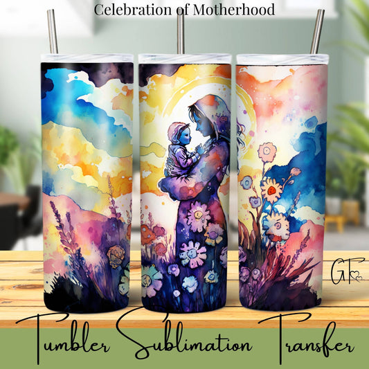 SUB1081 Mothers Silhouette Floral Tumbler Sublimation Transfer