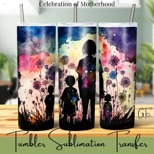 SUB1083 Mothers Silhouette Floral Tumbler Sublimation Transfer