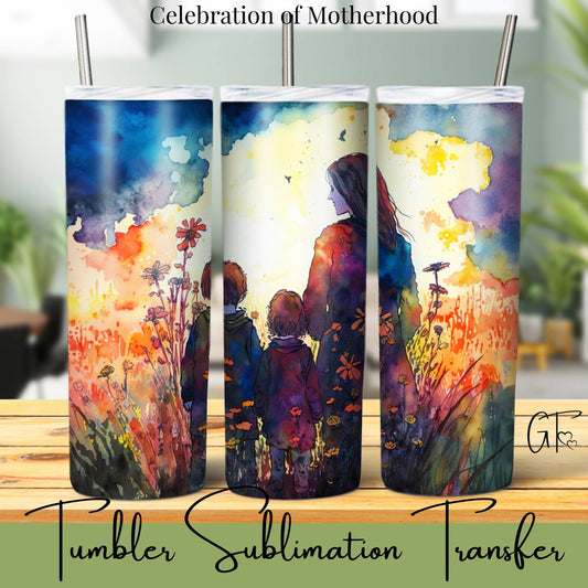 SUB1084 Mothers Silhouette Floral Tumbler Sublimation Transfer