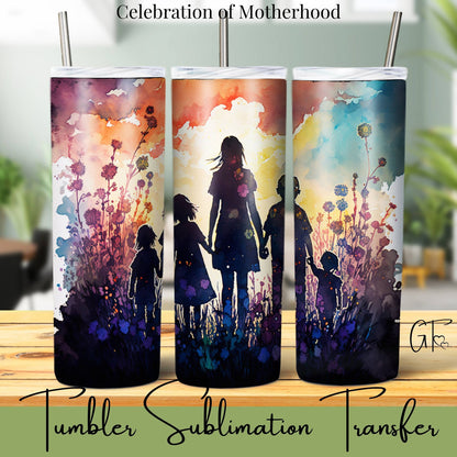 SUB1089 Mothers Silhouette Floral Tumbler Sublimation Transfer