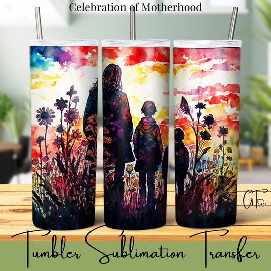 SUB1090 Mothers Silhouette Floral Tumbler Sublimation Transfer