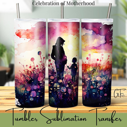 SUB1091 Mothers Silhouette Floral Tumbler Sublimation Transfer