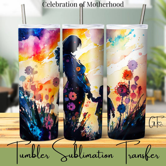 SUB1093 Mothers Silhouette Floral Tumbler Sublimation Transfer