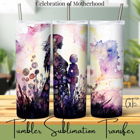 SUB1095 Mothers Silhouette Floral Tumbler Sublimation Transfer