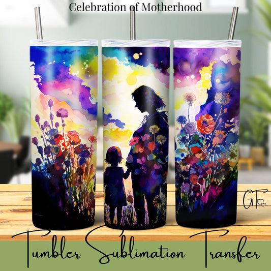 SUB1098 Mothers Silhouette Floral Tumbler Sublimation Transfer