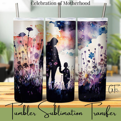 SUB1100 Mothers Silhouette Floral Tumbler Sublimation Transfer