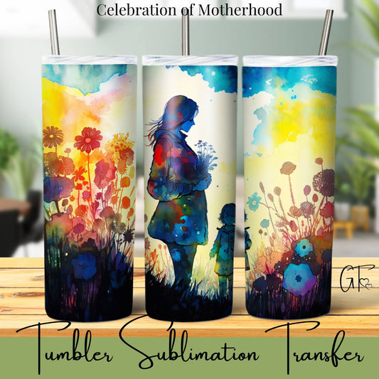 SUB1101 Mothers Silhouette Floral Tumbler Sublimation Transfer
