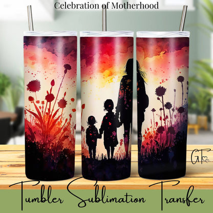 SUB1102 Mothers Silhouette Floral Tumbler Sublimation Transfer