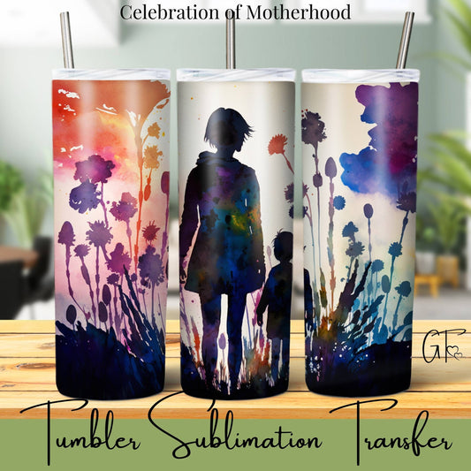 SUB1104 Mothers Silhouette Floral Tumbler Sublimation Transfer