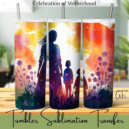 SUB1107 Mothers Silhouette Floral Tumbler Sublimation Transfer