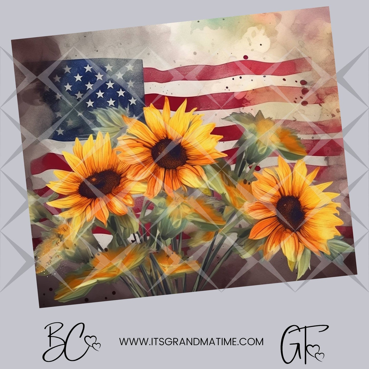 Patriotic Sunflower FlagTumbler