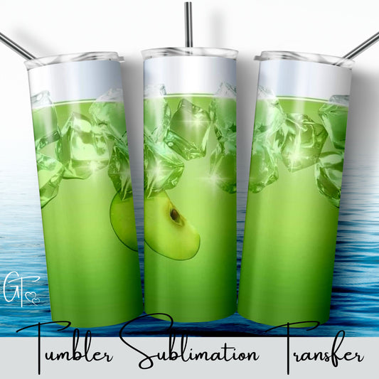 SUB1483 Refreshing Water Green Apple Tumbler Sublimation Transfer