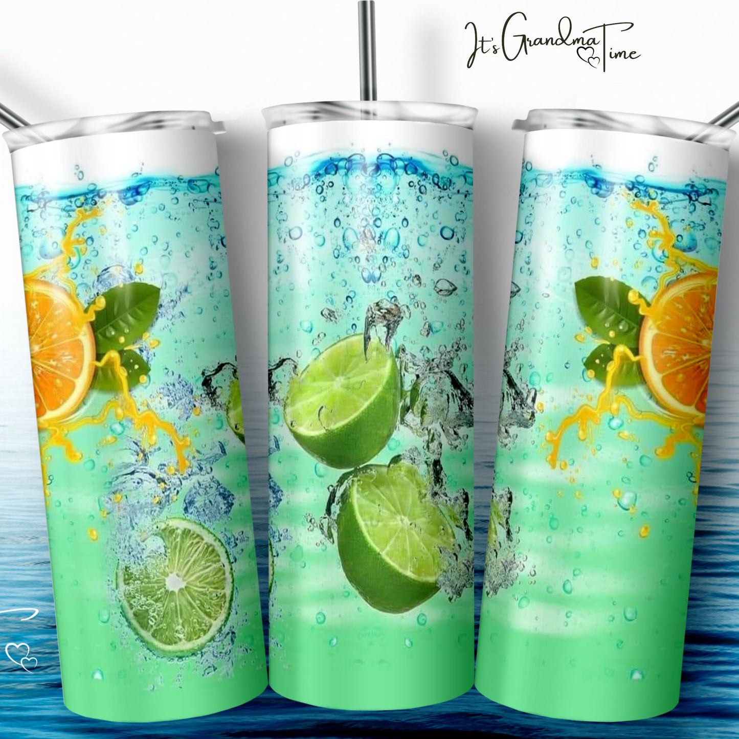 Refreshing Water Orange Lime 20 oz Summer Tumbler