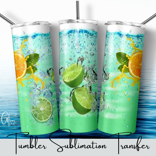 SUB1486 Refreshing Water Orange Lime Tumbler Sublimation Transfer