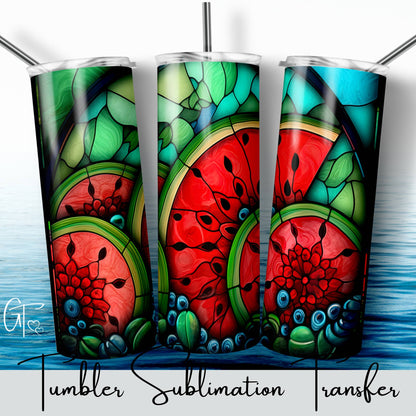 SUB1490 Watermelon Stained Glass Tumbler Sublimation Transfer