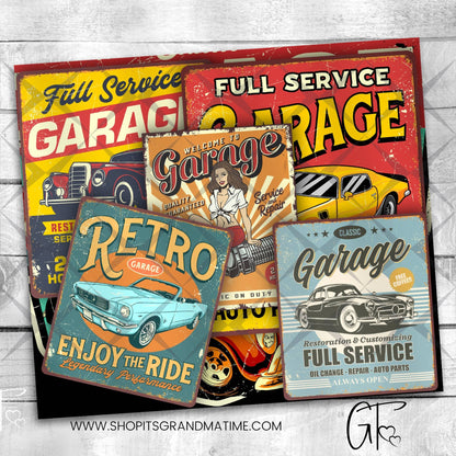 SUB1631 Vintage Garage Signs Tumbler Sublimation Transfer