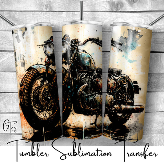 SUB1634 Vintage Motorcycle Tumbler Sublimation Transfer