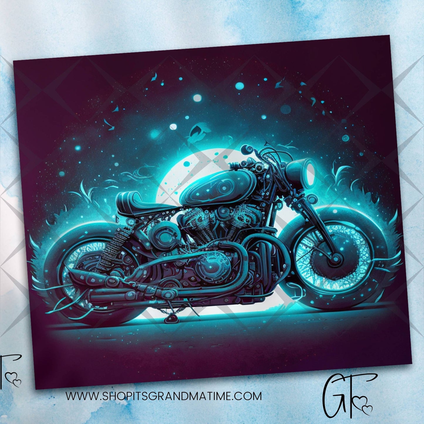 SUB1652 Motorcycle in the Night Tumbler Sublimation Transfer