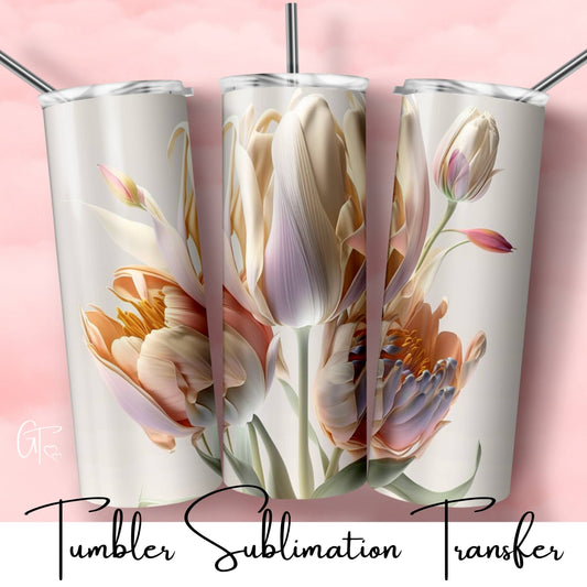 SUB1752 3D Ethereal Tulip Flower Tumbler Sublimation Transfer