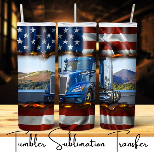 SUB1758 Over-the-road Trucker Tumbler Sublimation Transfer