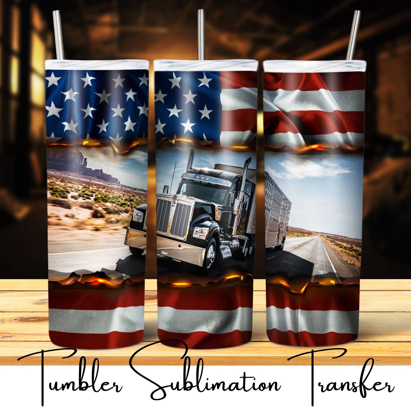SUB1760 Over-the-road Trucker Tumbler Sublimation Transfer