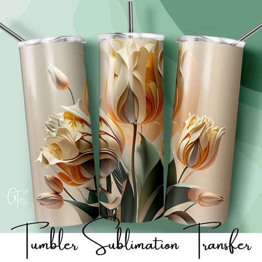 SUB1784 3D Ethereal Tulip Flower Tumbler Sublimation Transfer