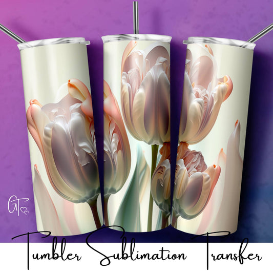 SUB1785 3D Ethereal Tulip Flower Tumbler Sublimation Transfer
