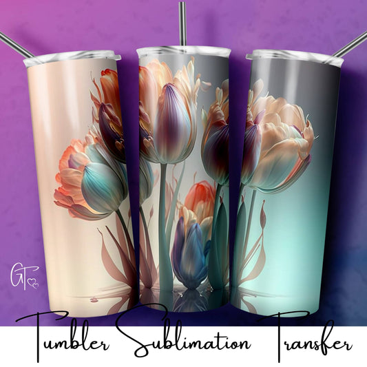 SUB1791 3D Ethereal Tulip Flower Tumbler Sublimation Transfer