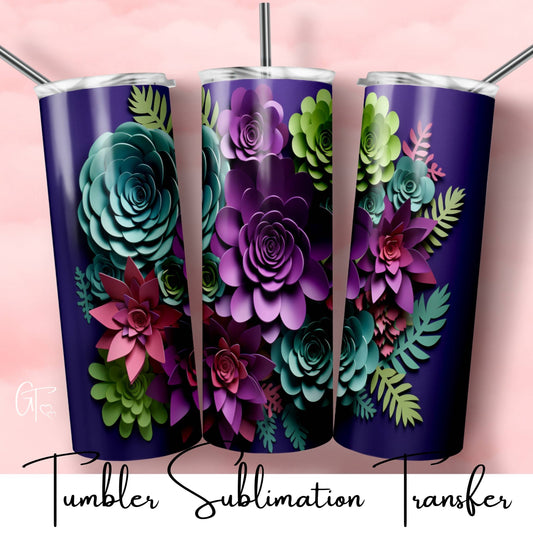 SUB1826 3D Paper Flowers Tumbler Sublimation Transfer