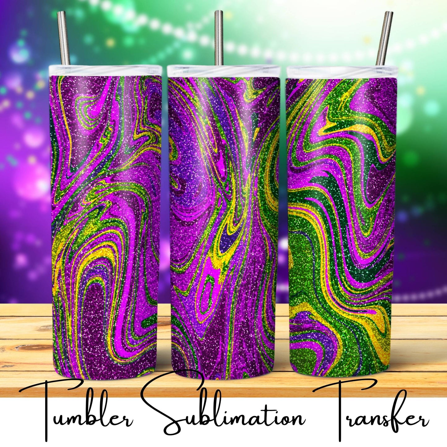 SUB1853 Mardi Gras Tumbler Sublimation Transfer