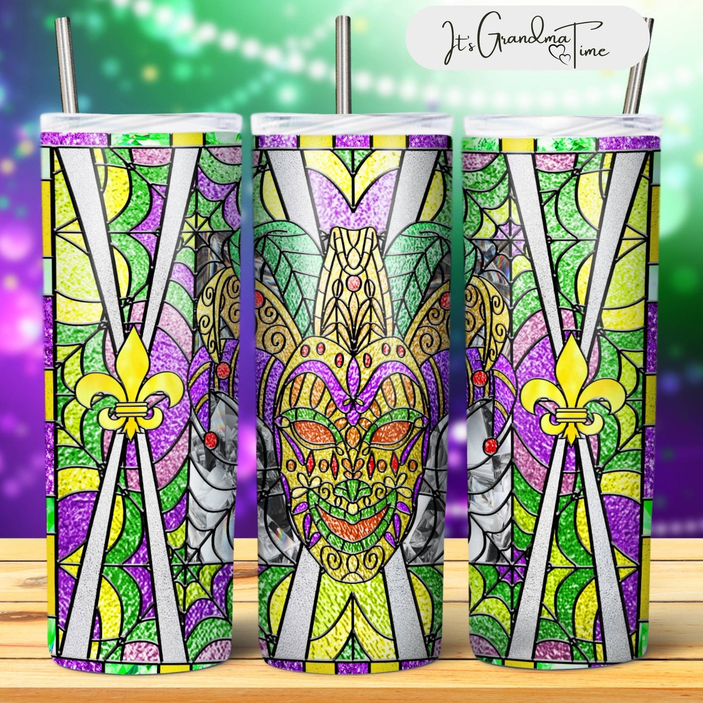 SUB1854 Mardi Gras Tumbler Sublimation Transfer