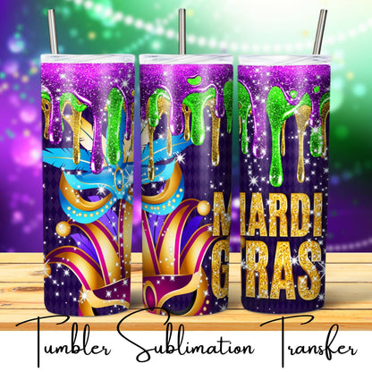 SUB1864 Mardi Gras Tumbler Sublimation Transfer