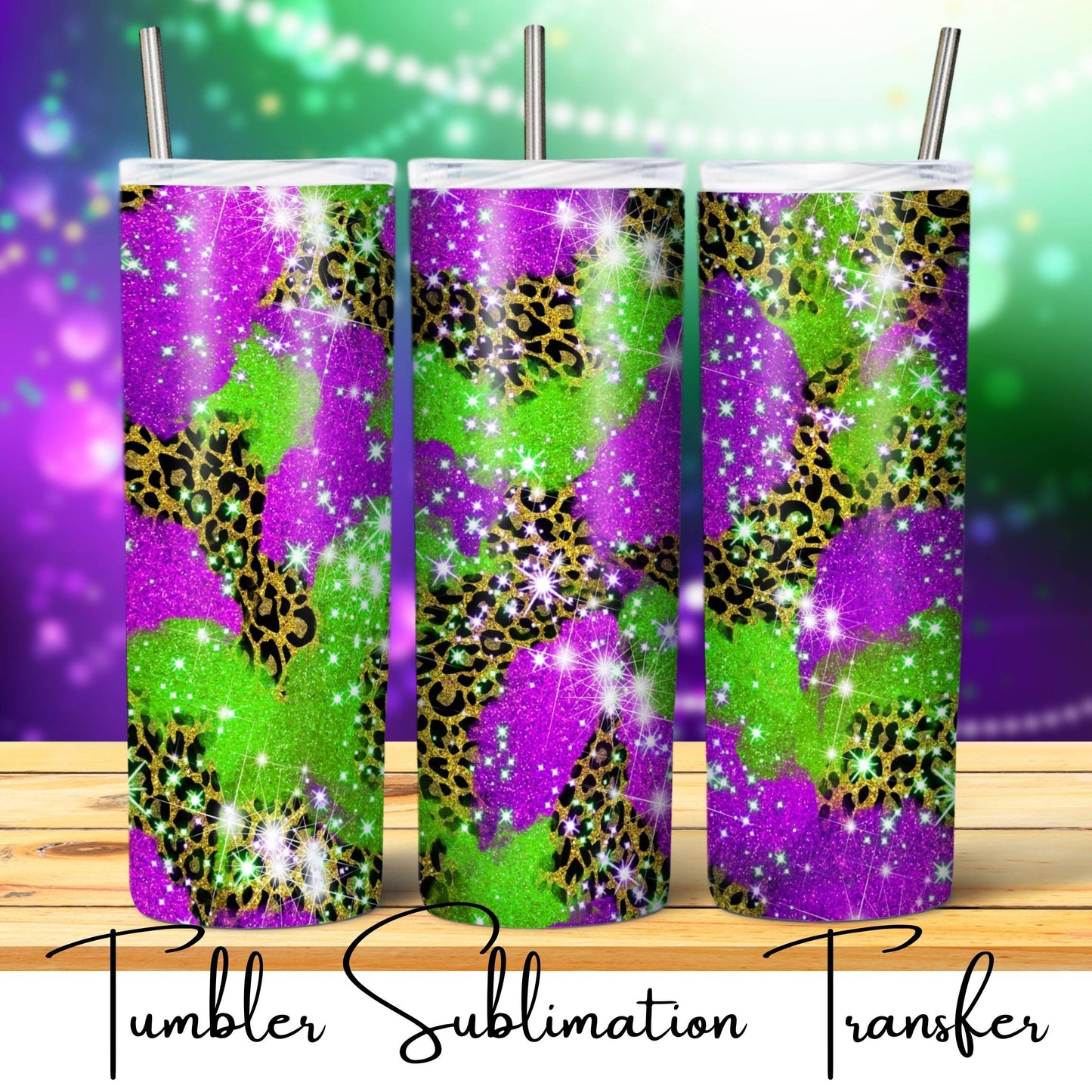 SUB1870 Mardi Gras Tumbler Sublimation Transfer