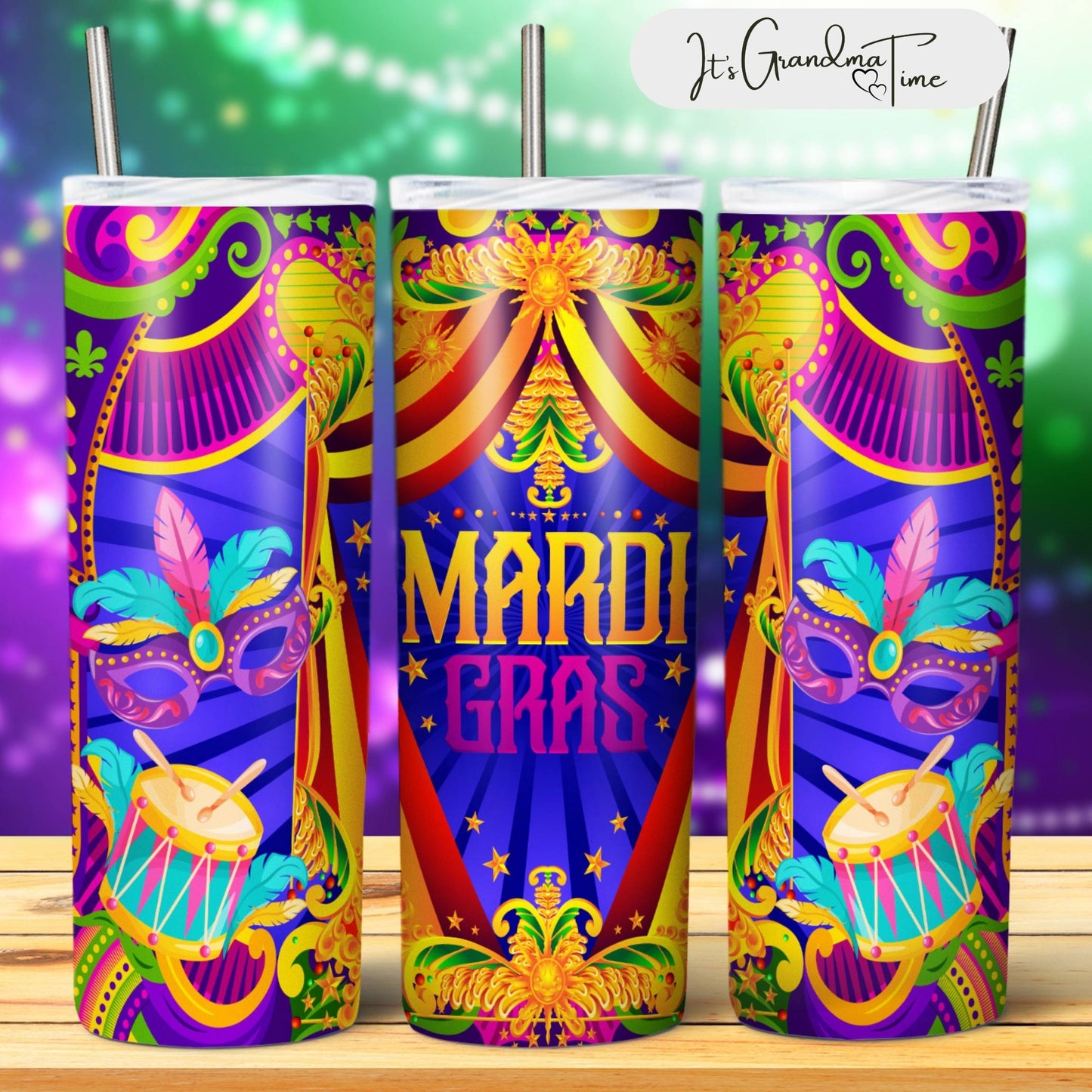 SUB1883 Mardi Gras Tumbler Sublimation Transfer