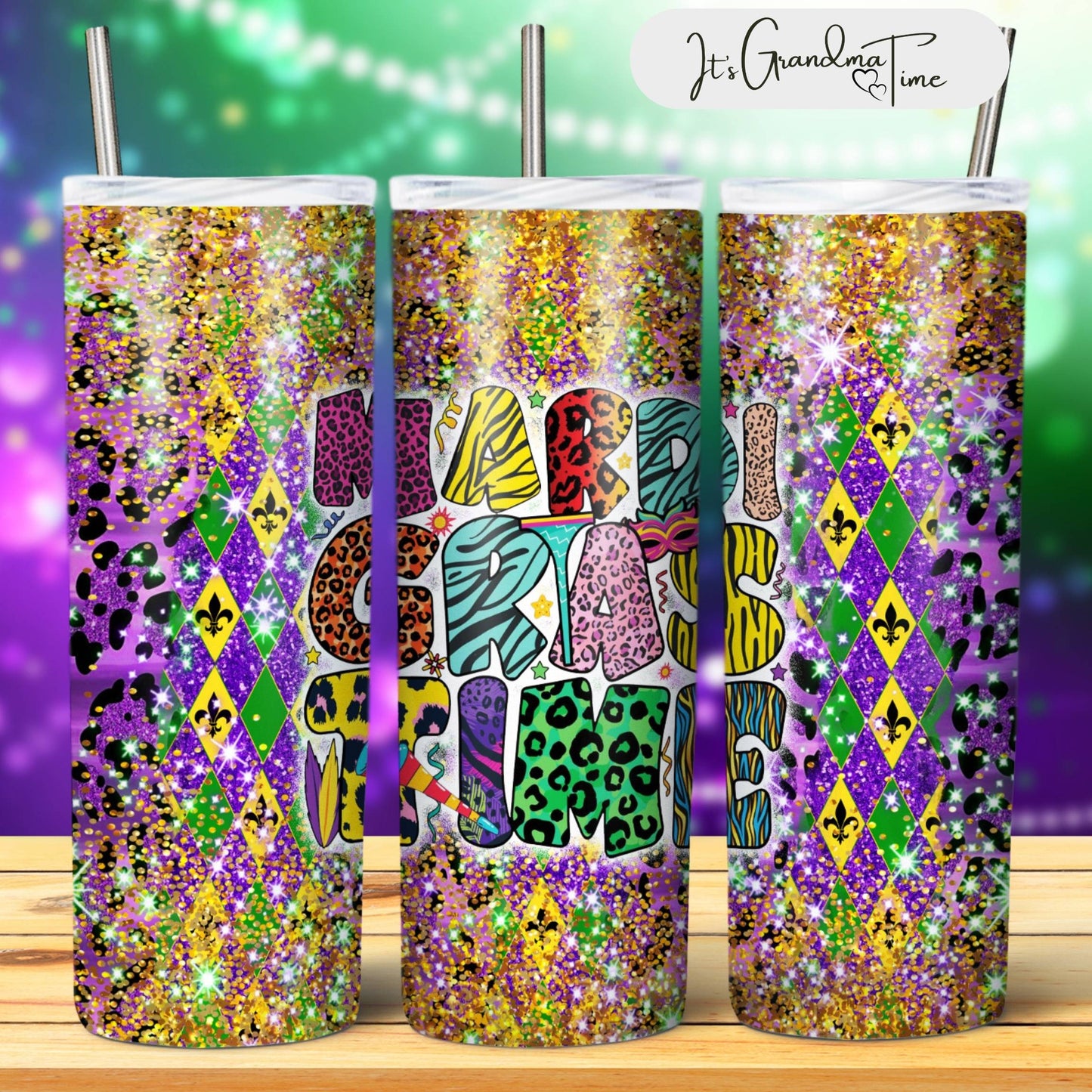 SUB1885 Mardi Gras Tumbler Sublimation Transfer