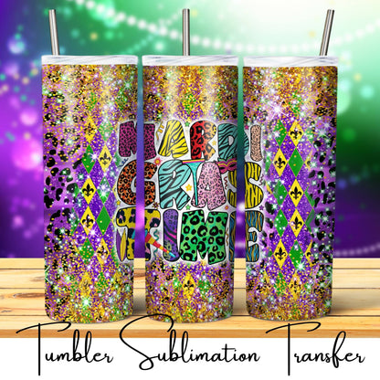 SUB1885 Mardi Gras Tumbler Sublimation Transfer