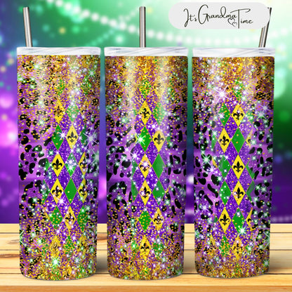 SUB1886 Mardi Gras Tumbler Sublimation Transfer