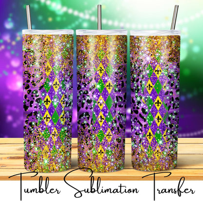 SUB1886 Mardi Gras Tumbler Sublimation Transfer